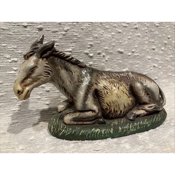 Vintage Nativity Chalkware Donkey Hand Painted Christmas‎ Italy